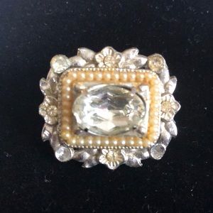 Stunning Antique Vintage Silver and Pearl Coro Brooch